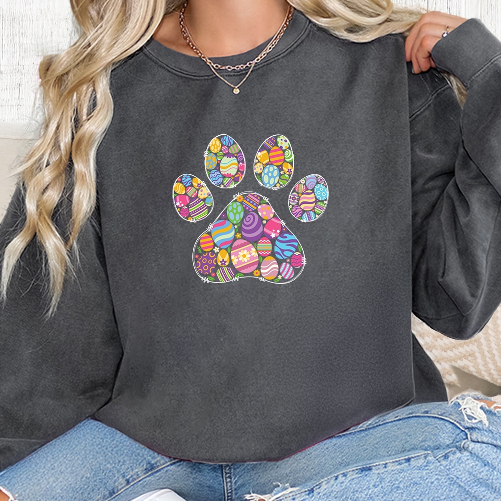 Comfort Colors Easter Paw Party Premium  Sweatshirt - Pepper