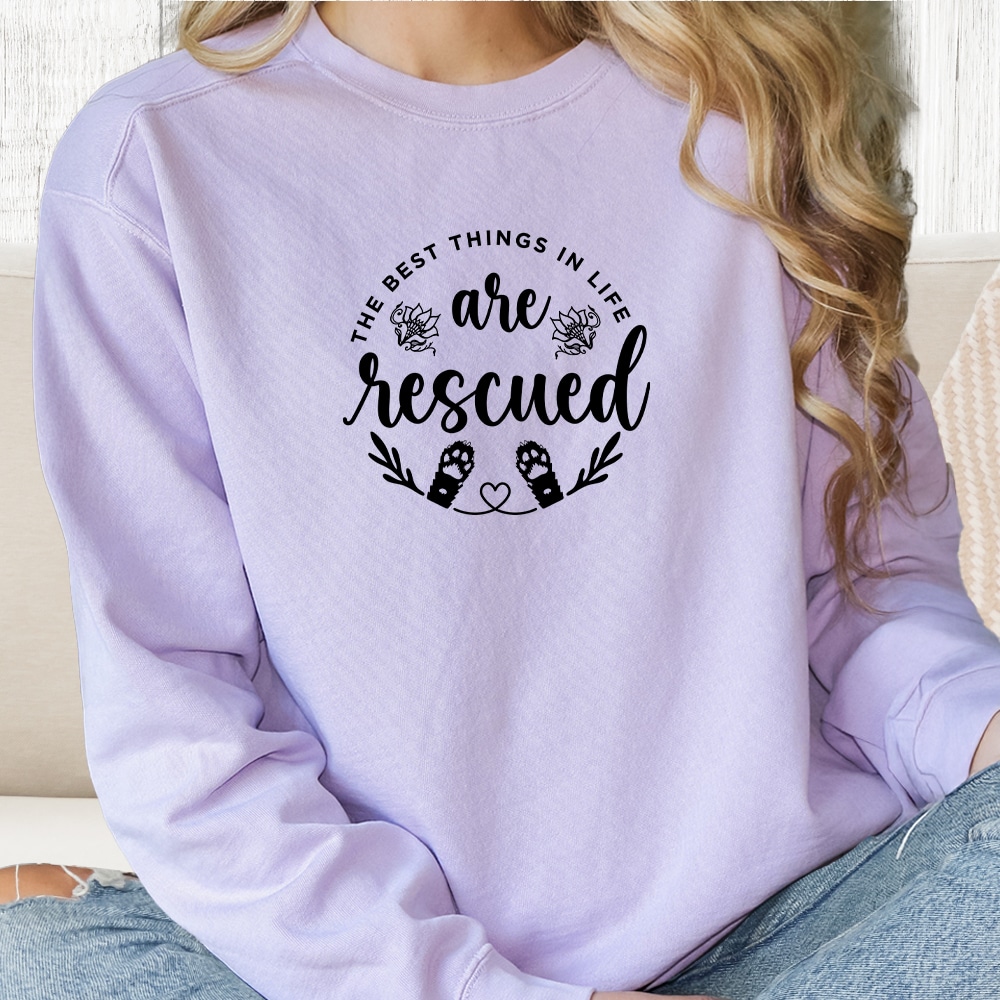 Comfort Colors Life is Better Rescued Premium  Sweatshirt - Orchid