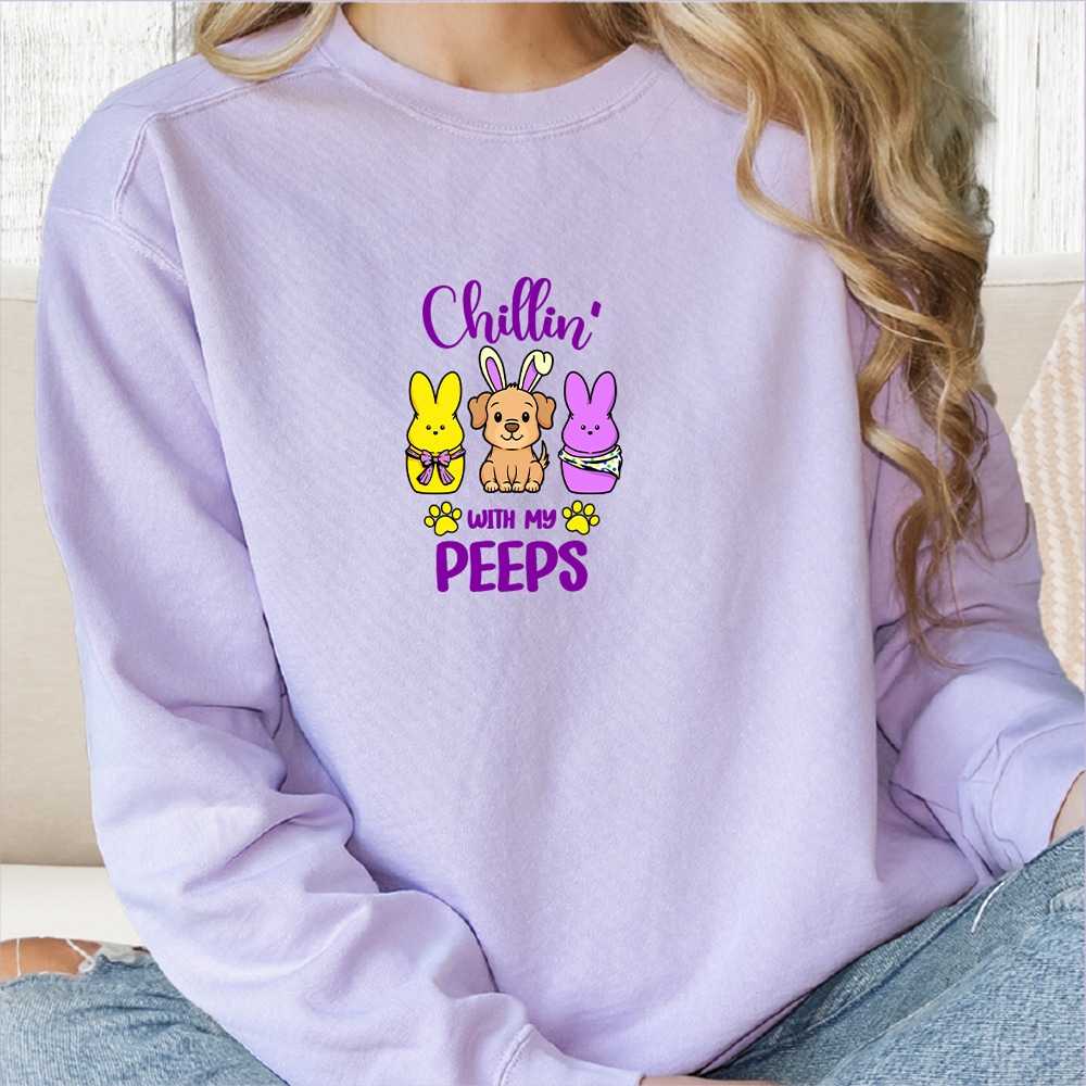 Comfort Colors Happy Easter Peeps Premium Sweatshirt - Orchid