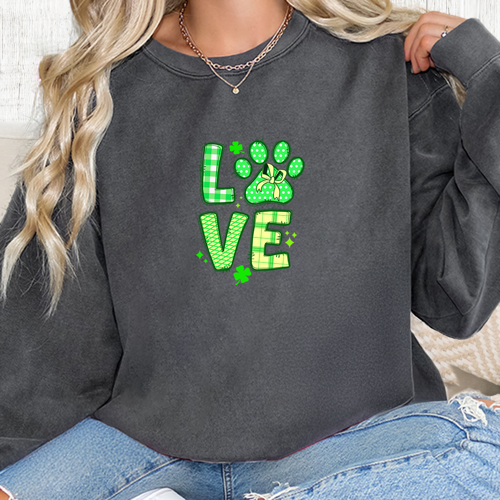 Comfort Colors Pawsitively Lucky Love Premium Sweatshirt - Pepper