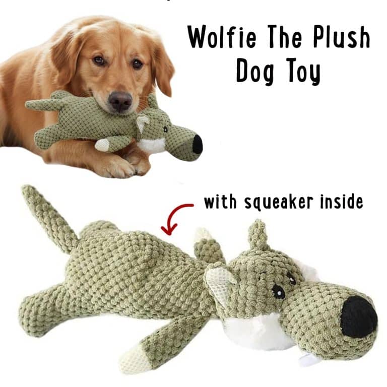 Wolfie The Plush Dog Toy with Squeaker Inside!  - Helps Feed Hungry Shelter Dogs in Need