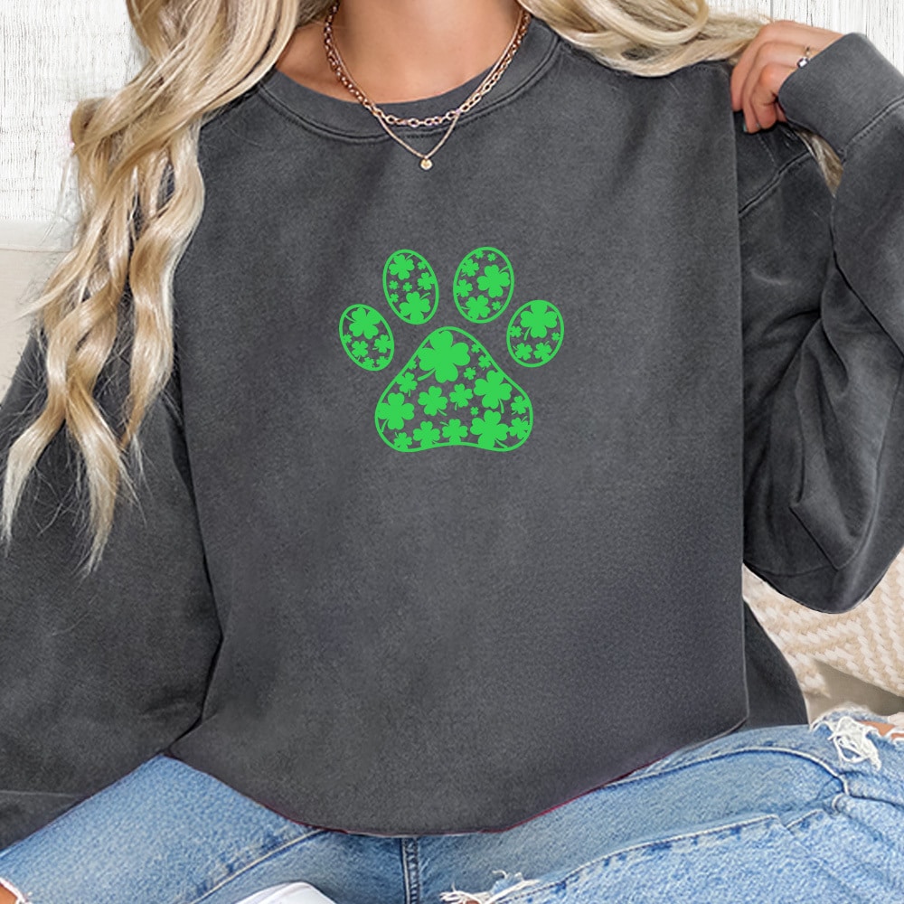 Comfort Colors Luck Of The Paws Premium  Sweatshirt - Pepper