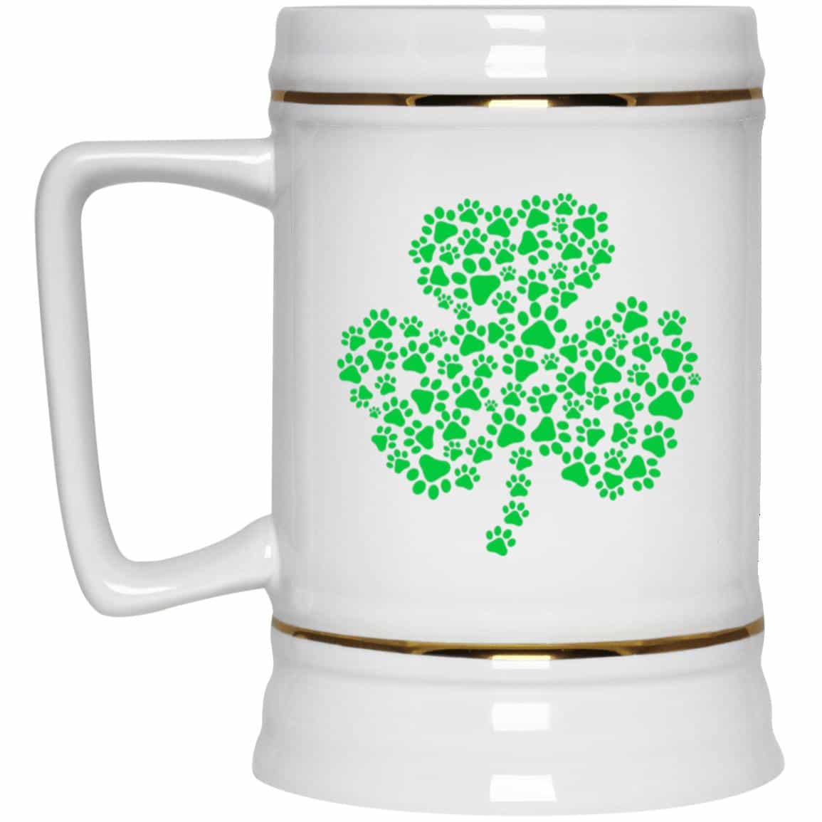 Dog Paws Shamrock Beer Stein 22oz.