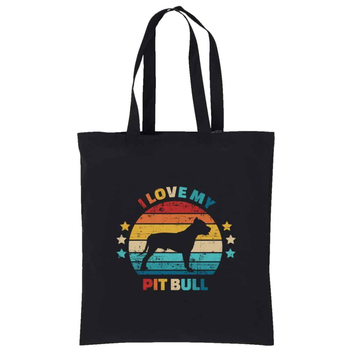 I Love My Pit Bull Retro Cotton Tote Black