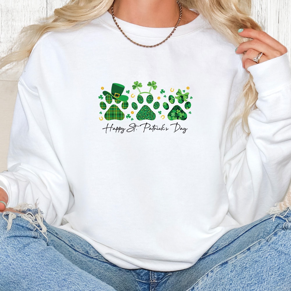 Comfort Colors Lucky Paw Parade Premium  Sweatshirt - White