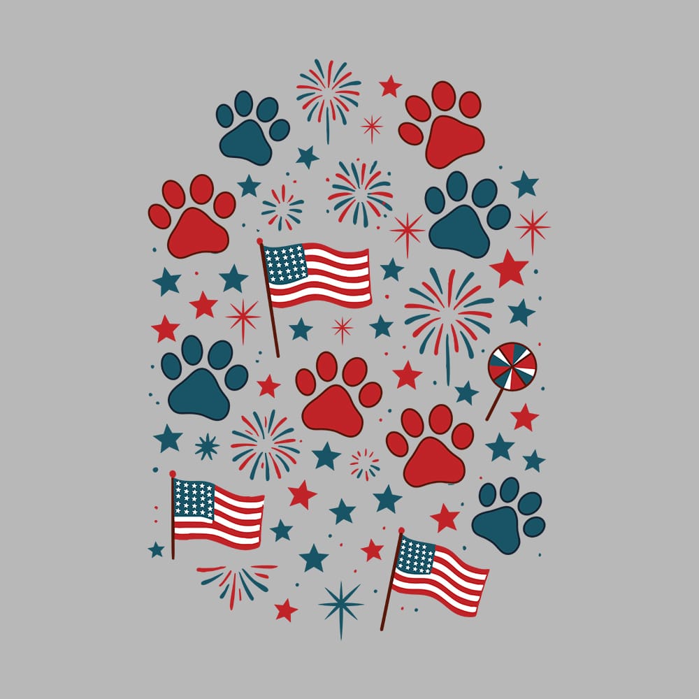Stars, Stripes & Paw Prints Standard Tee Heather Grey - Image 2