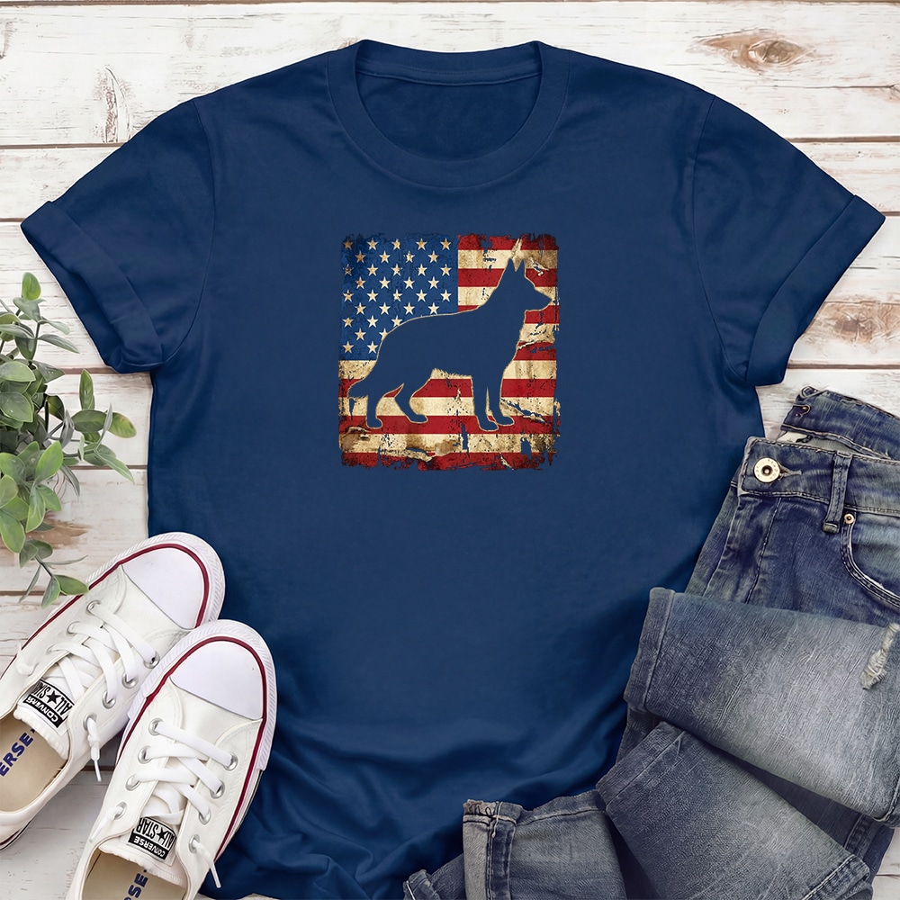 Guardian Of The Flag German Shepherd Standard Tee Navy