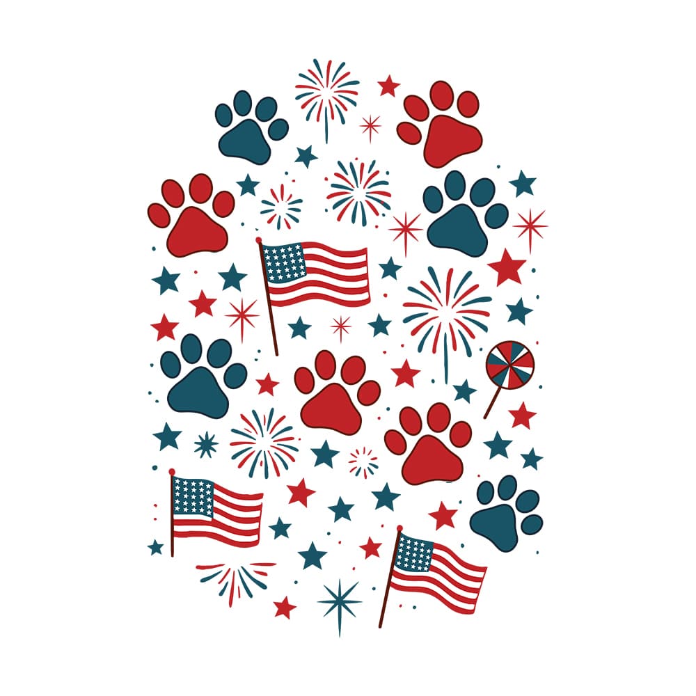 Stars, Stripes & Paw Prints Standard Tee White - Image 2