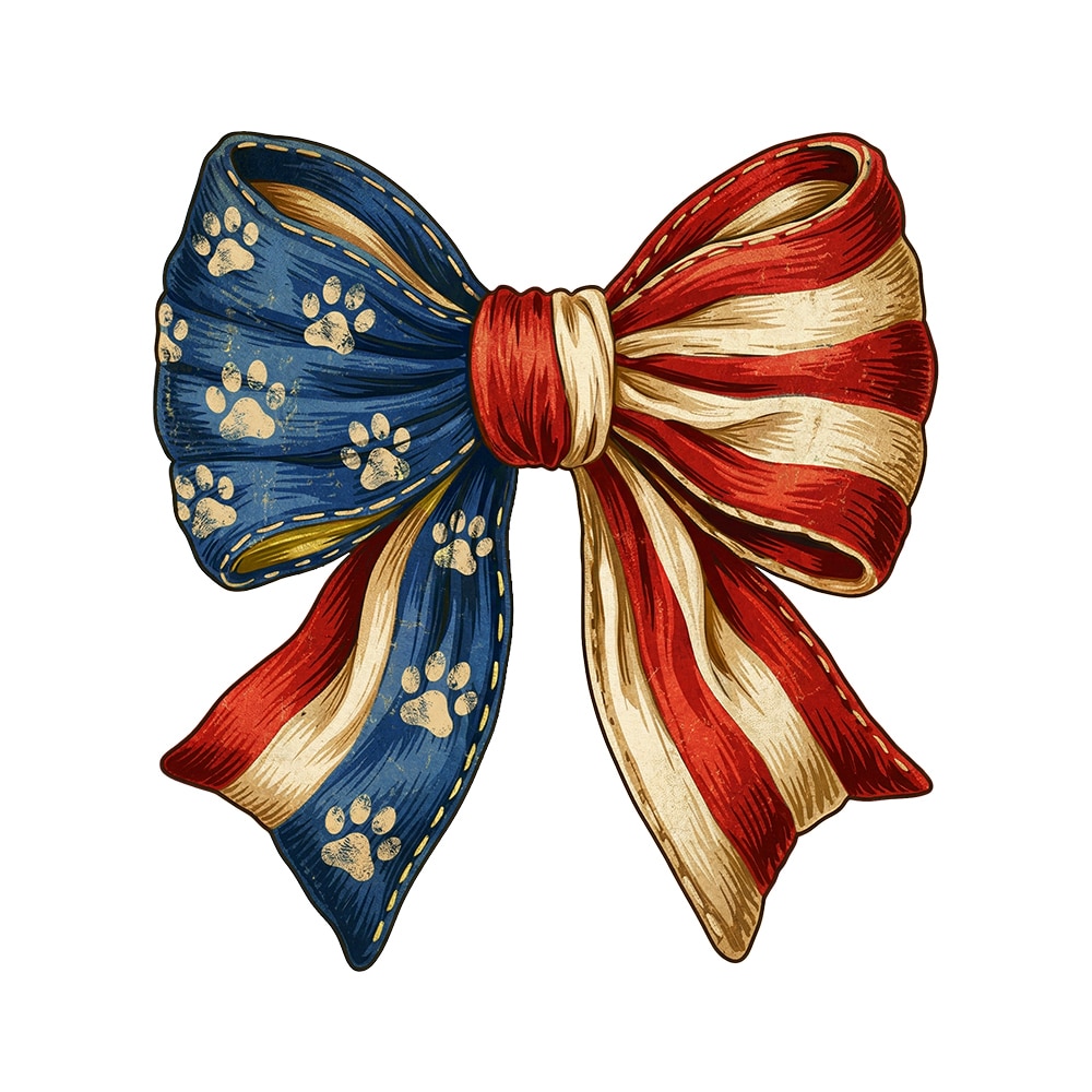 All-American Paw Bow Standard Tee White - Image 2