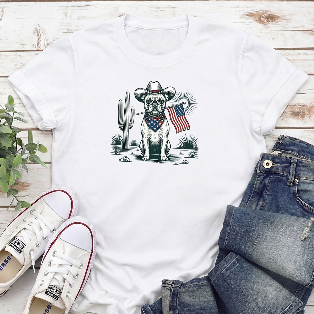 Freedom Wrangler French Bulldog Standard Tee White