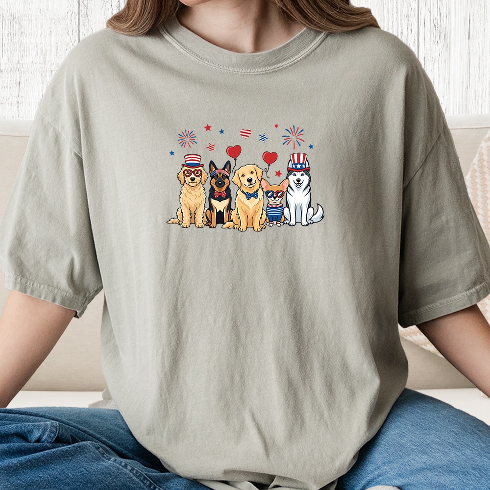 Comfort Colors All-American Dog Squad Vintage Washed Tee - Sandstone