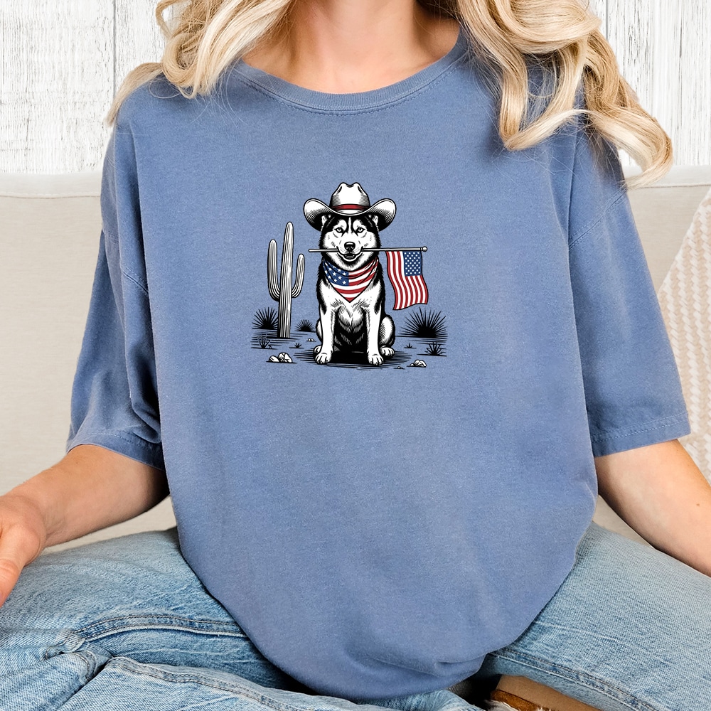 Comfort Colors Freedom Wrangler Husky Vintage Washed Tee - Blue Jean