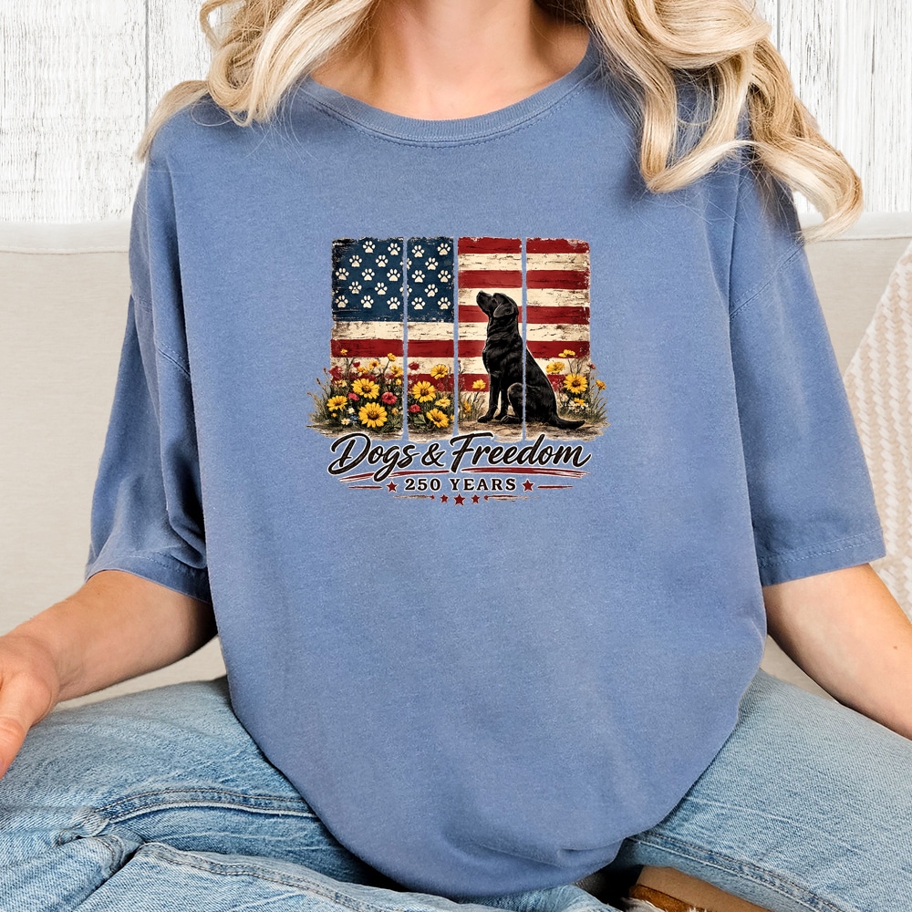 Comfort Colors Paws of Liberty – 250 Years Strong Vintage Washed Tee - Blue Jean
