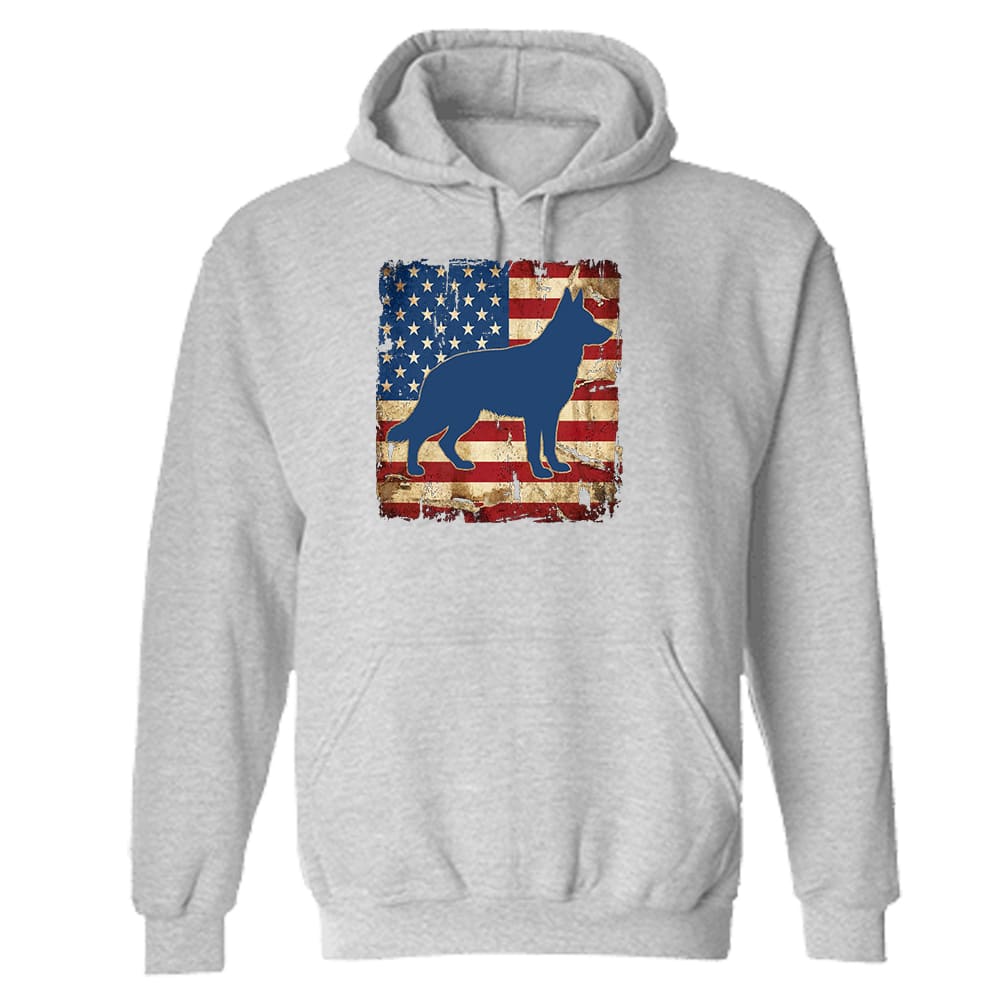 Guardian Of The Flag German Shepherd Hoodie Heather Grey