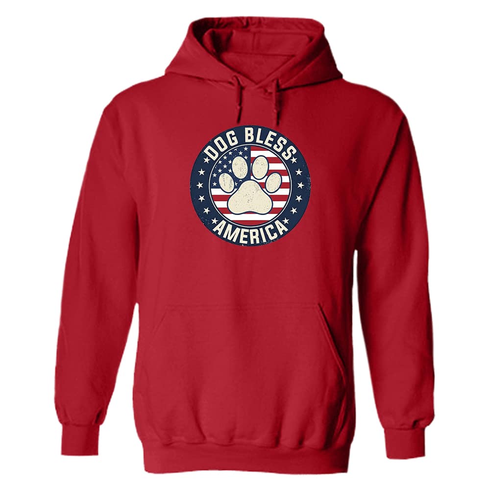 Dog Bless America Hoodie Red