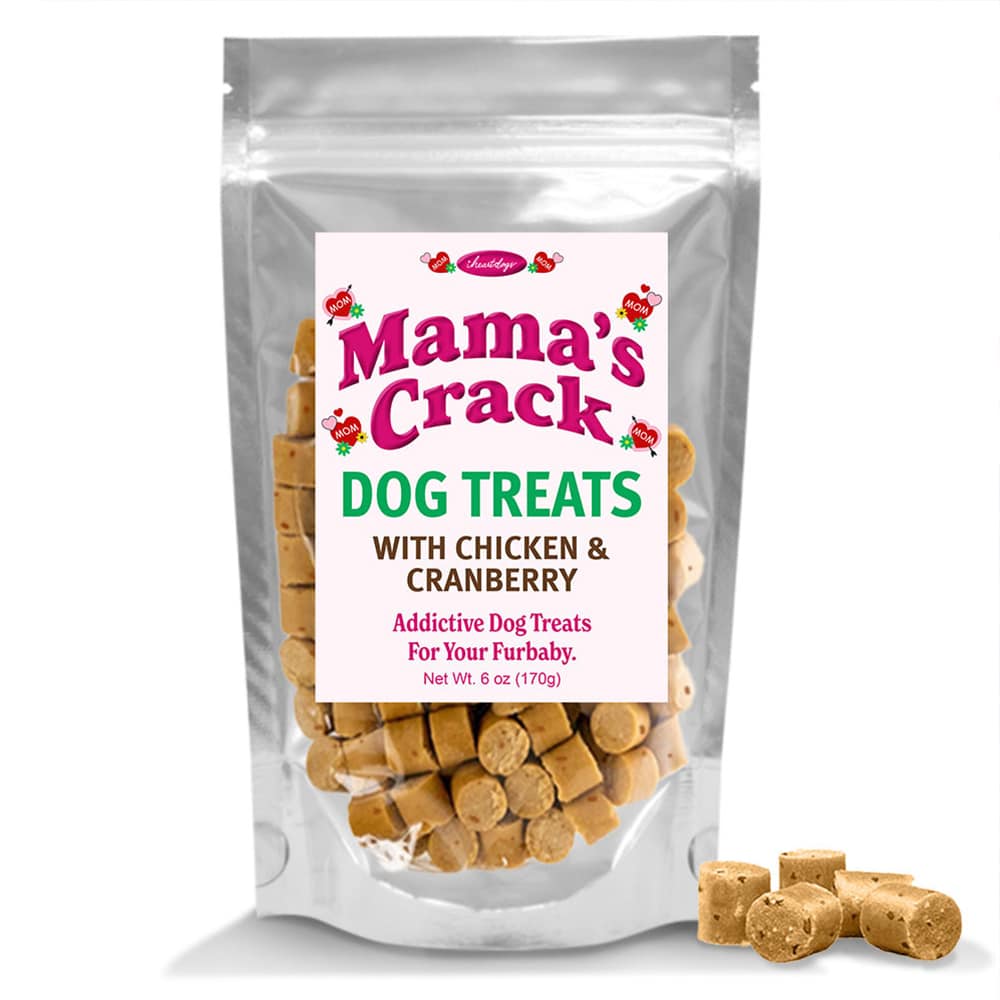 iHeartDogs Mama's Crack Dog Treats with Chicken & Cranberry - 6 oz Bag- Helps Feed Hungry Shelter Dogs In Need
