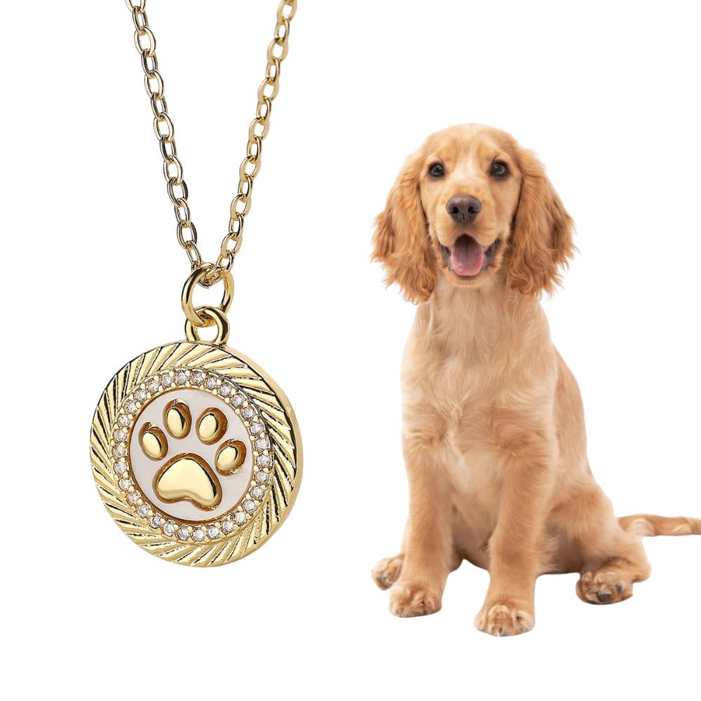 Golden Pawprint Pendant Necklace