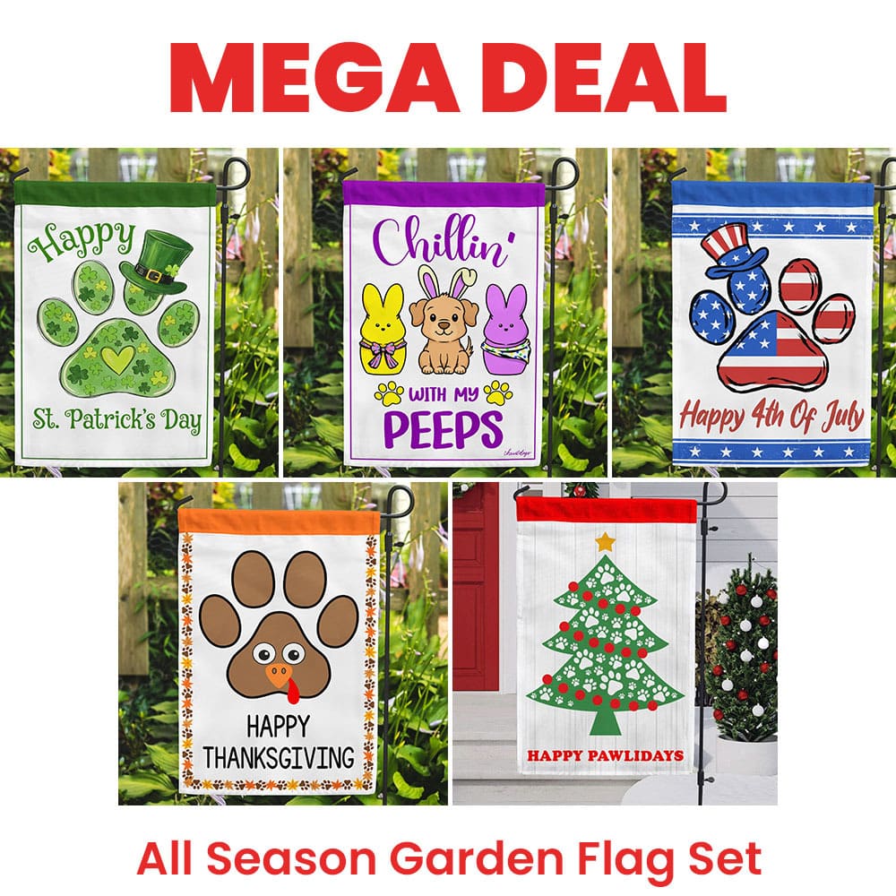 MEGA DEAL! All Season Garden Flag Pack - Helps Feed Hungry Shelter Dogs in Need