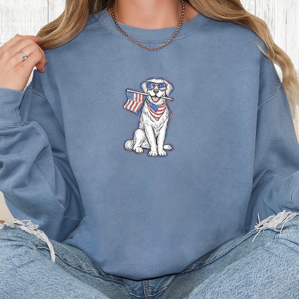 Comfort Colors Freedom Fetcher Premium  Sweatshirt - Blue Jean