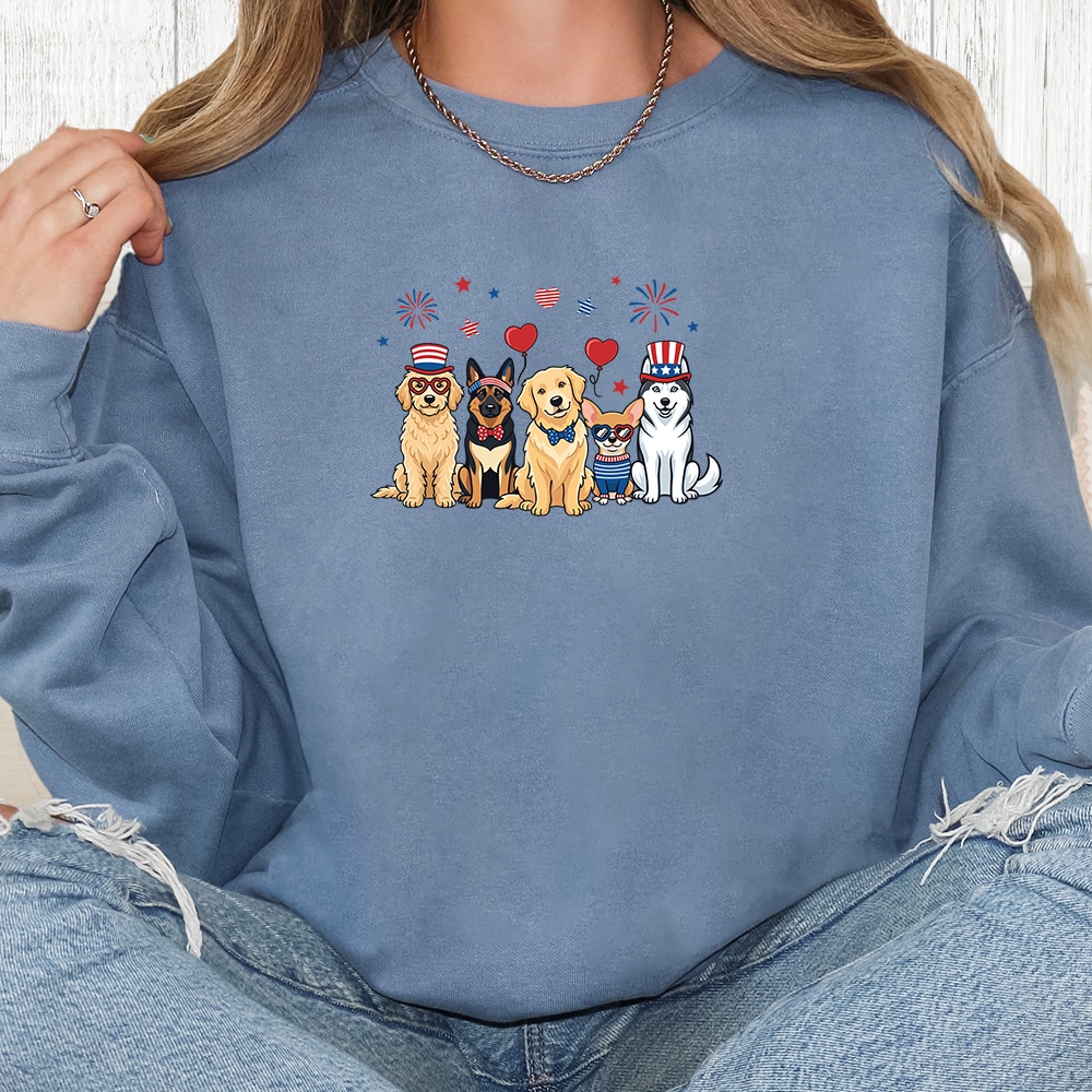 Comfort Colors All-American Dog Squad Premium  Sweatshirt - Blue Jean