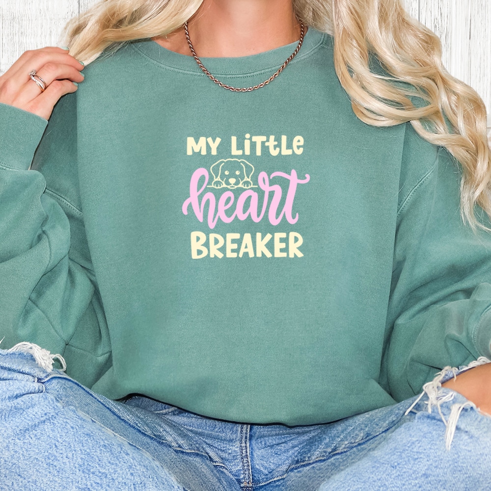 Comfort Colors My Little Heart Breaker Premium Sweatshirt - Light Green