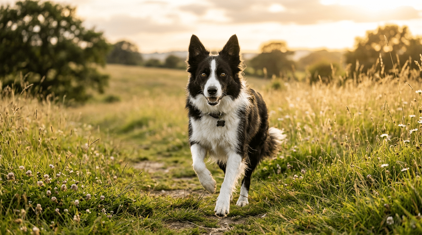 Border Collie dog in a grassy field - one of the most abandoned dog breeds in US shelters
