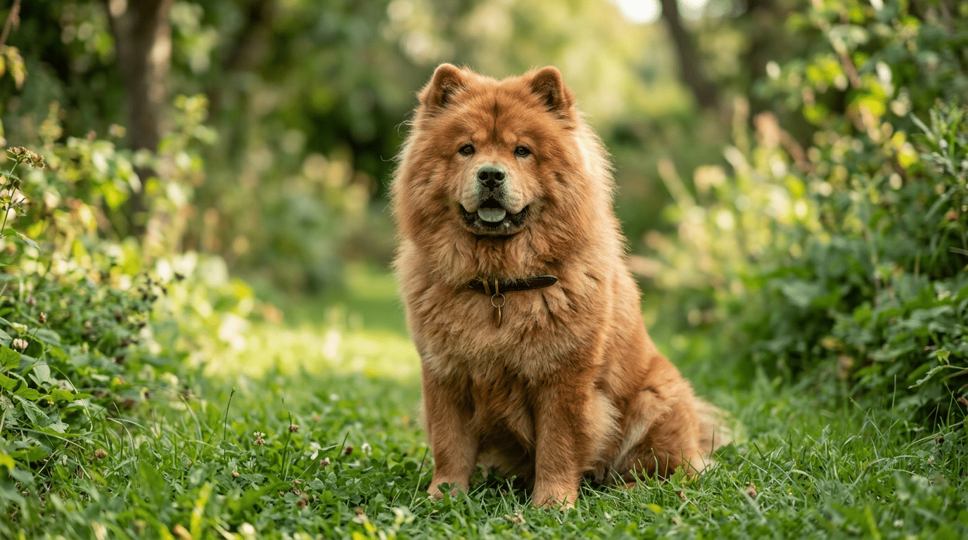 Chow Chow dog sitting outdoors - one of the most abandoned dog breeds in US shelters