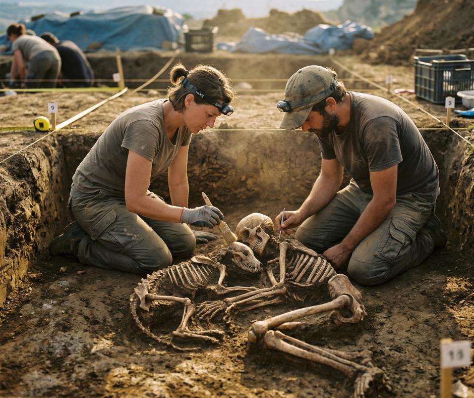 Human and dog burial site