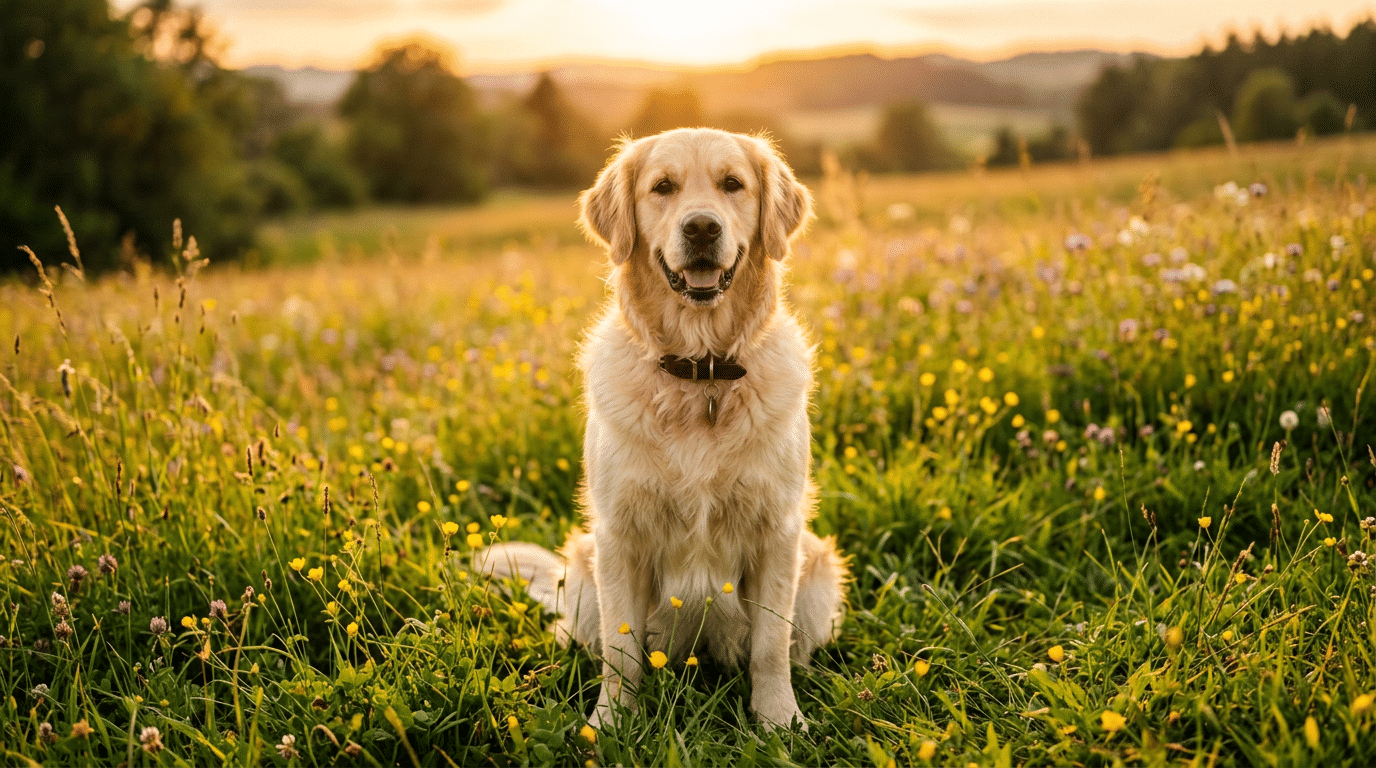 Various golden retriever color shades from light to dark golden