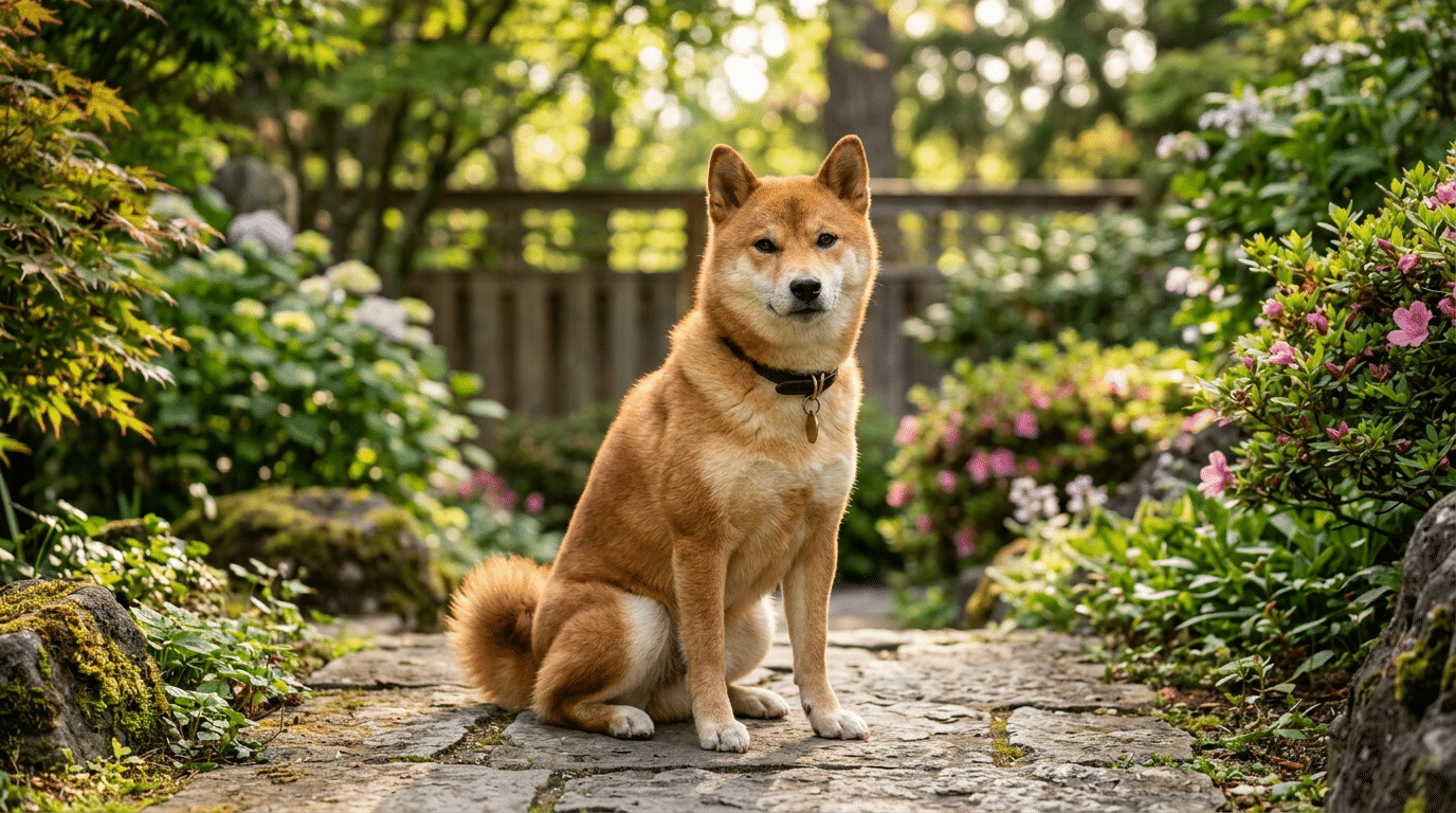 Several dog breeds similar to Shiba Inu including Akita, Jindo, and Finnish Spitz standing together