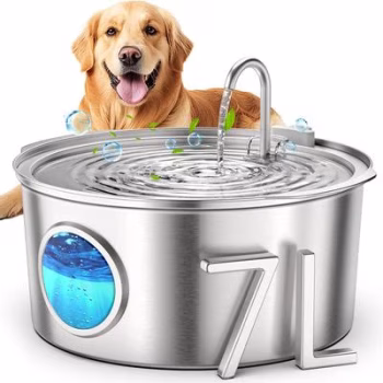 Casfuy PWS-140 Quiet Stainless Steel Dog Water Fountain 