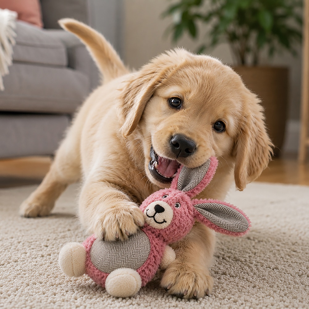 Floppy Bunny Squeaky Plush Dog Toy – Soft Chew & Interactive Play Toy for Dogs - Image 4