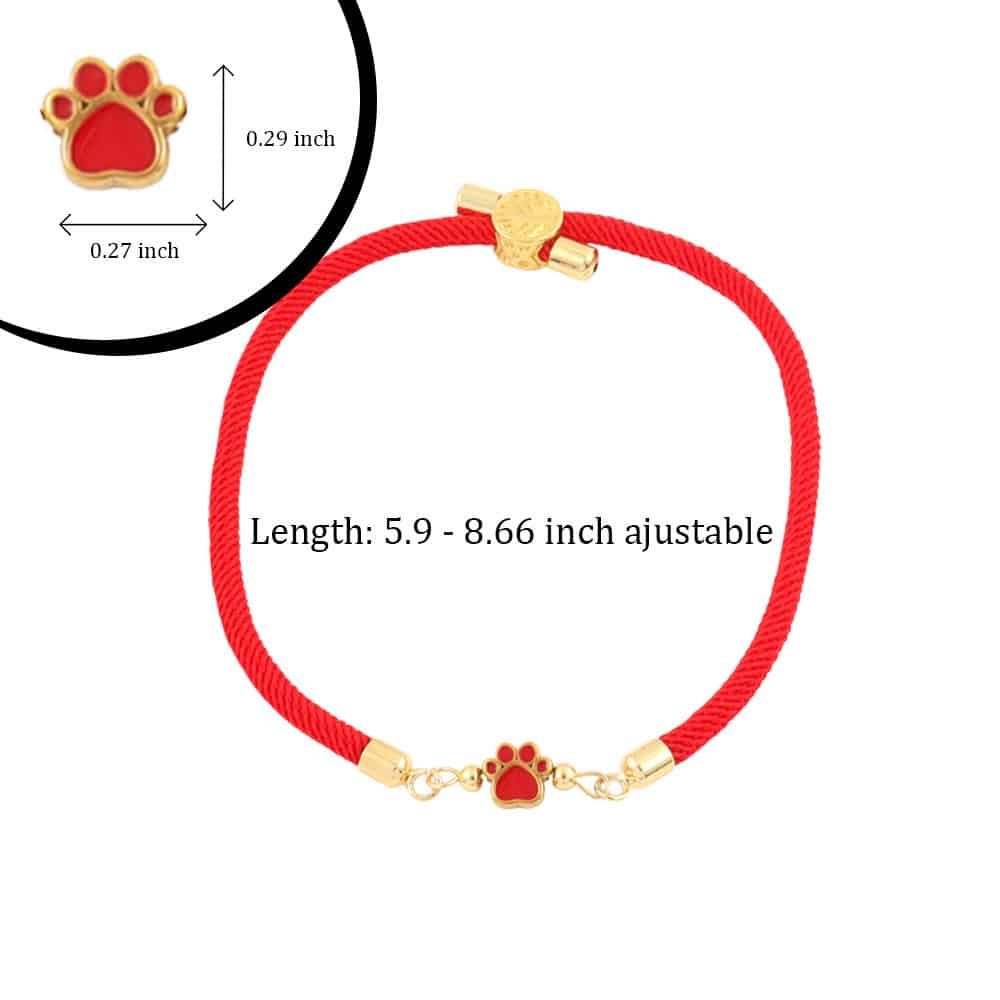 Forever Paw Adjustable Bracelet- Red - Image 3