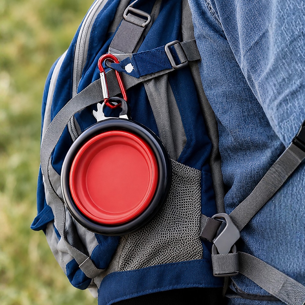 Red Silicone Collapsible Travel Bowl - Image 4