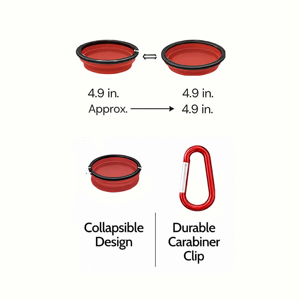 Red Silicone Collapsible Travel Bowl - Image 5