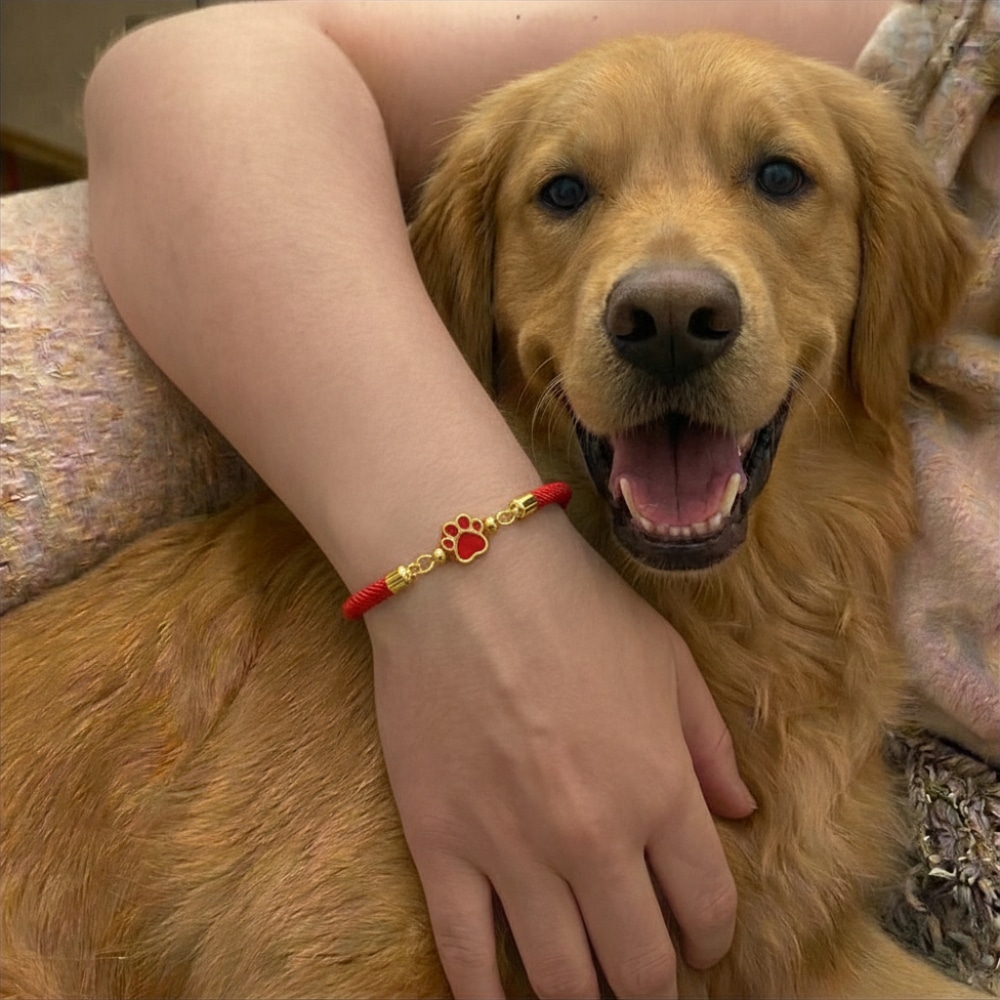 Forever Paw Adjustable Bracelet- Red - Image 2