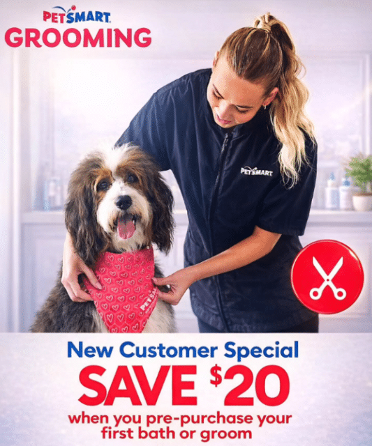 PetSmart new customer bath or groom special save $20