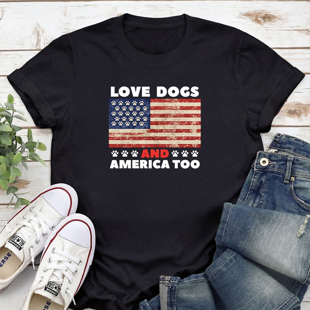 Love Dogs And America Too Standard Tee Black