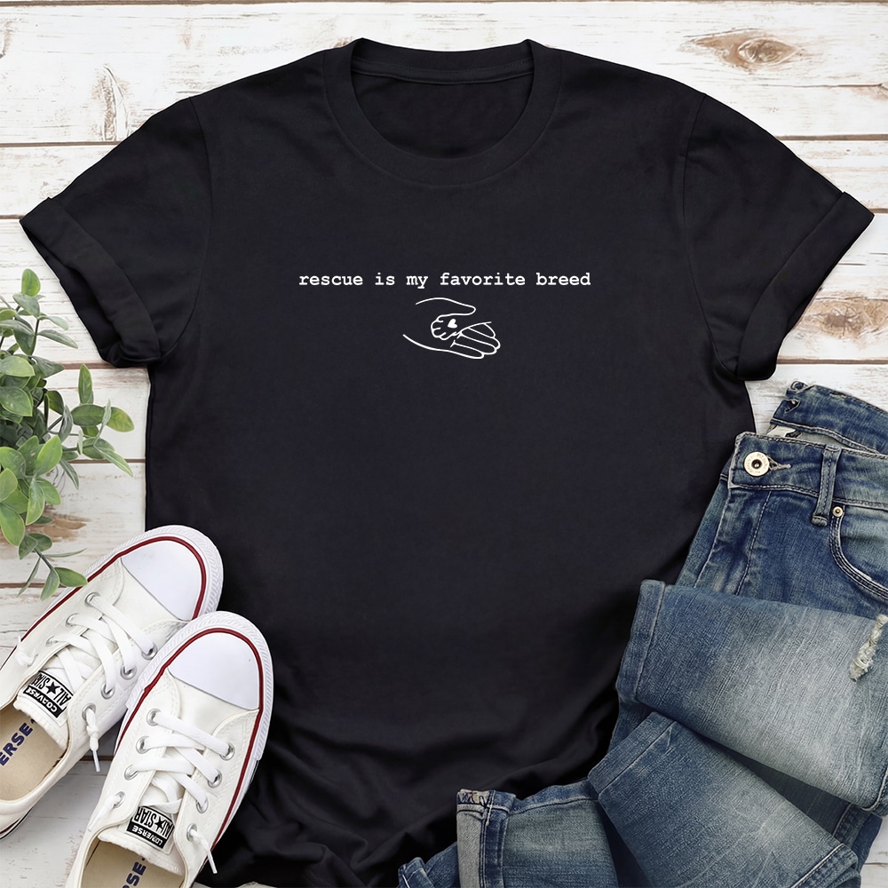 Rescue Is My Favorite Breed Standard Tee Black