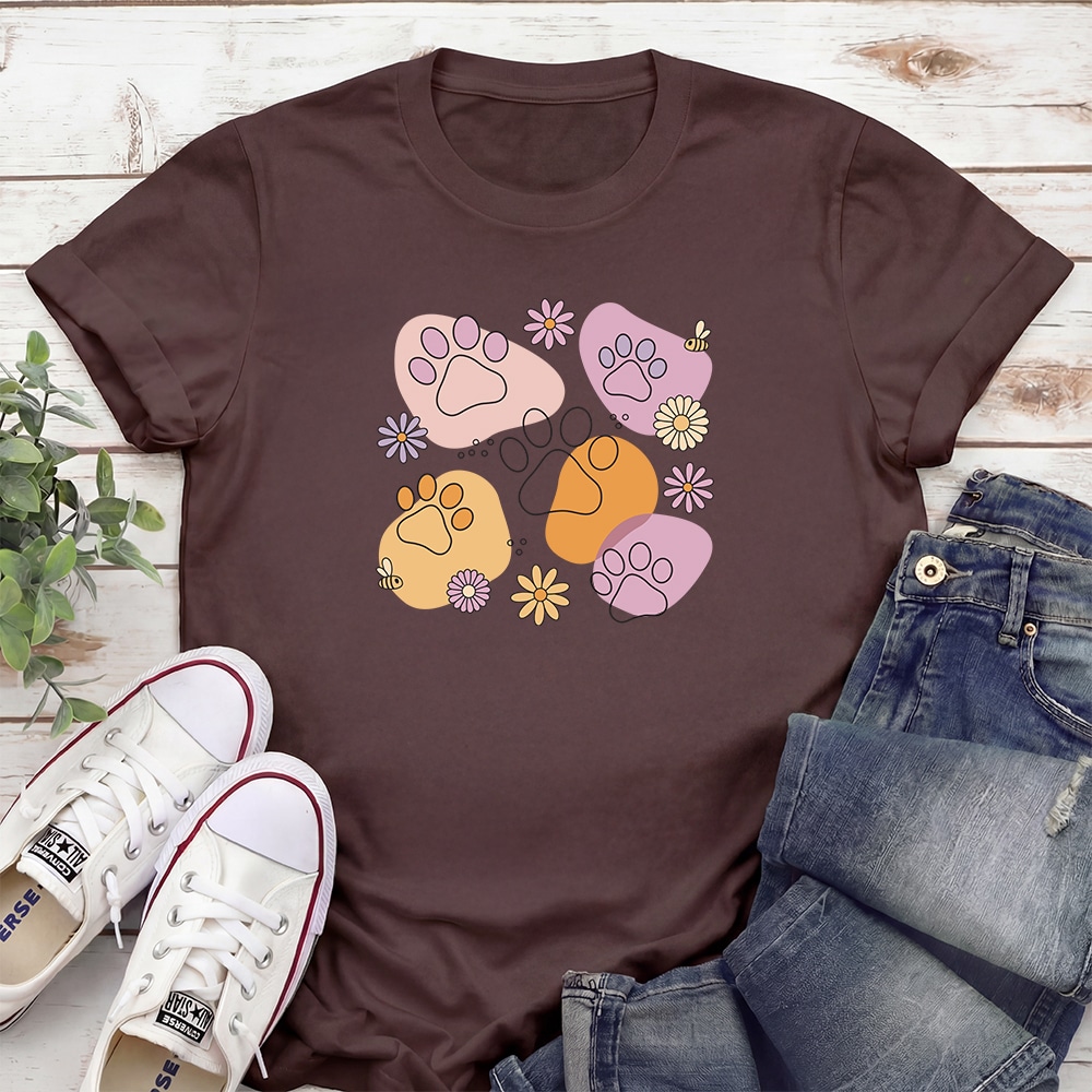 Flower Power Paws Standard Tee Brown