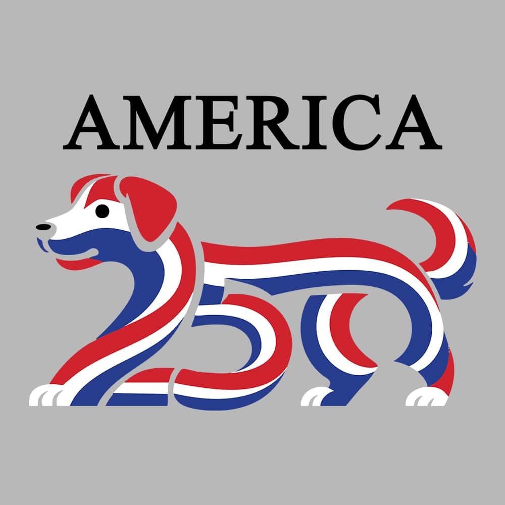 American Flag Dog Silhouette Standard Tee Heather Grey - Image 2