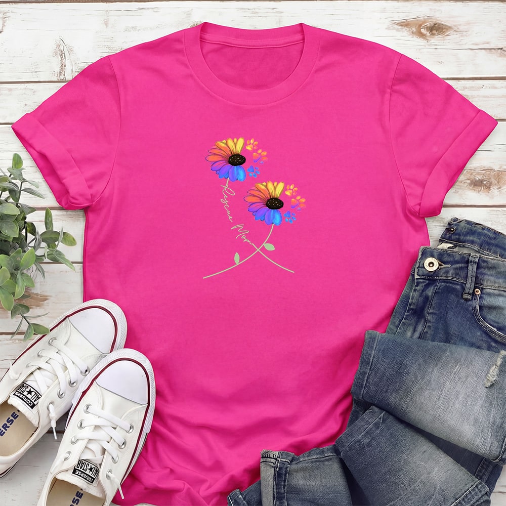 Rescue Mom Flowers Standard Tee Pink