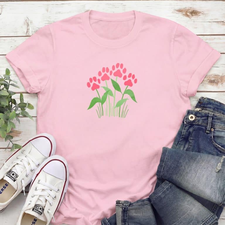 Paws In Bloom Standard Tee Light Pink