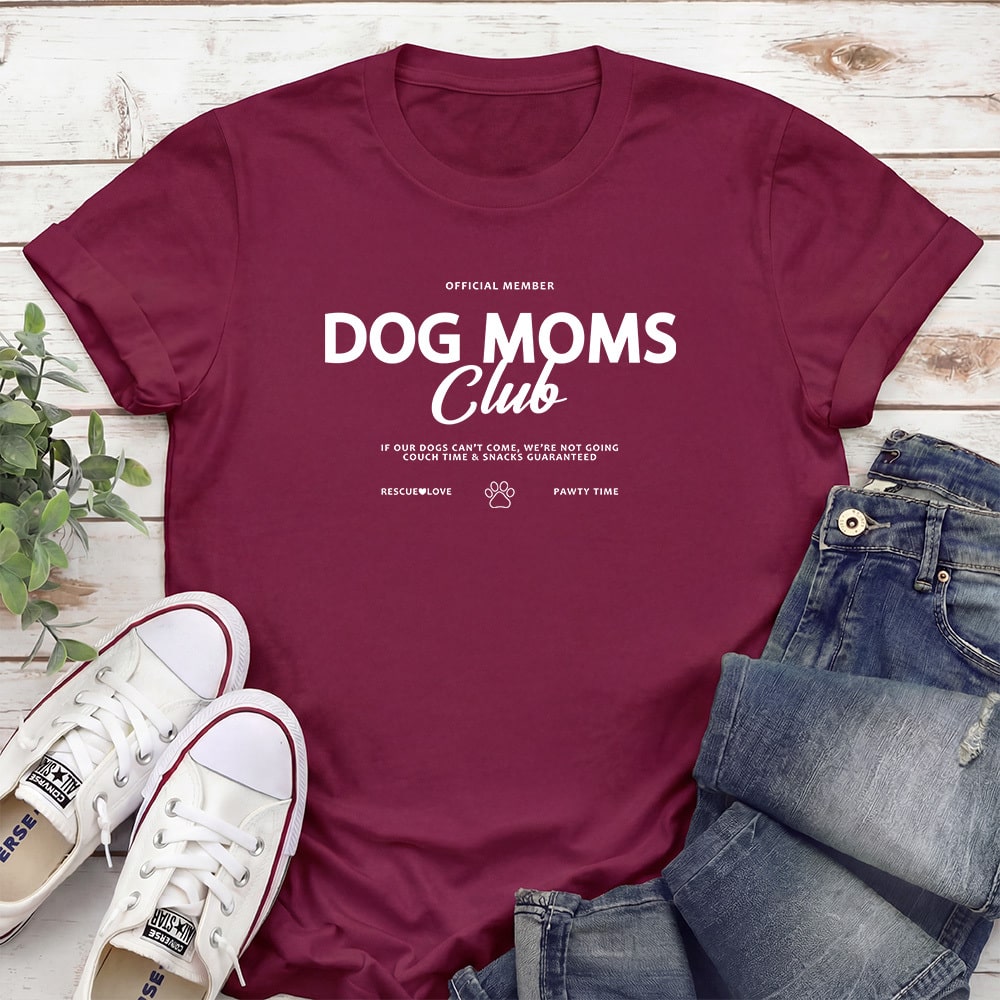 Dog Mom’s Club Official Member Standard Tee Maroon