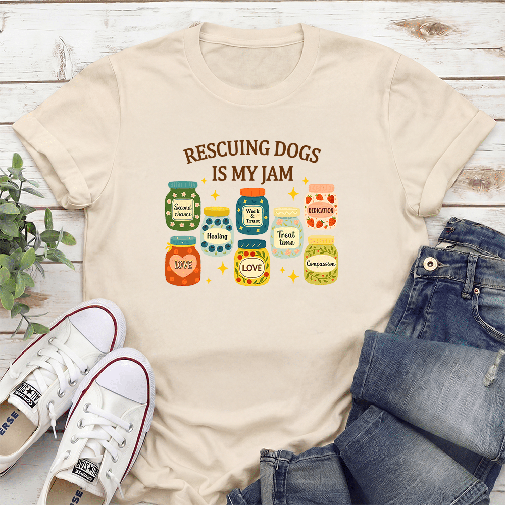 Rescuing Dogs Is My Jam Standard Tee Tan