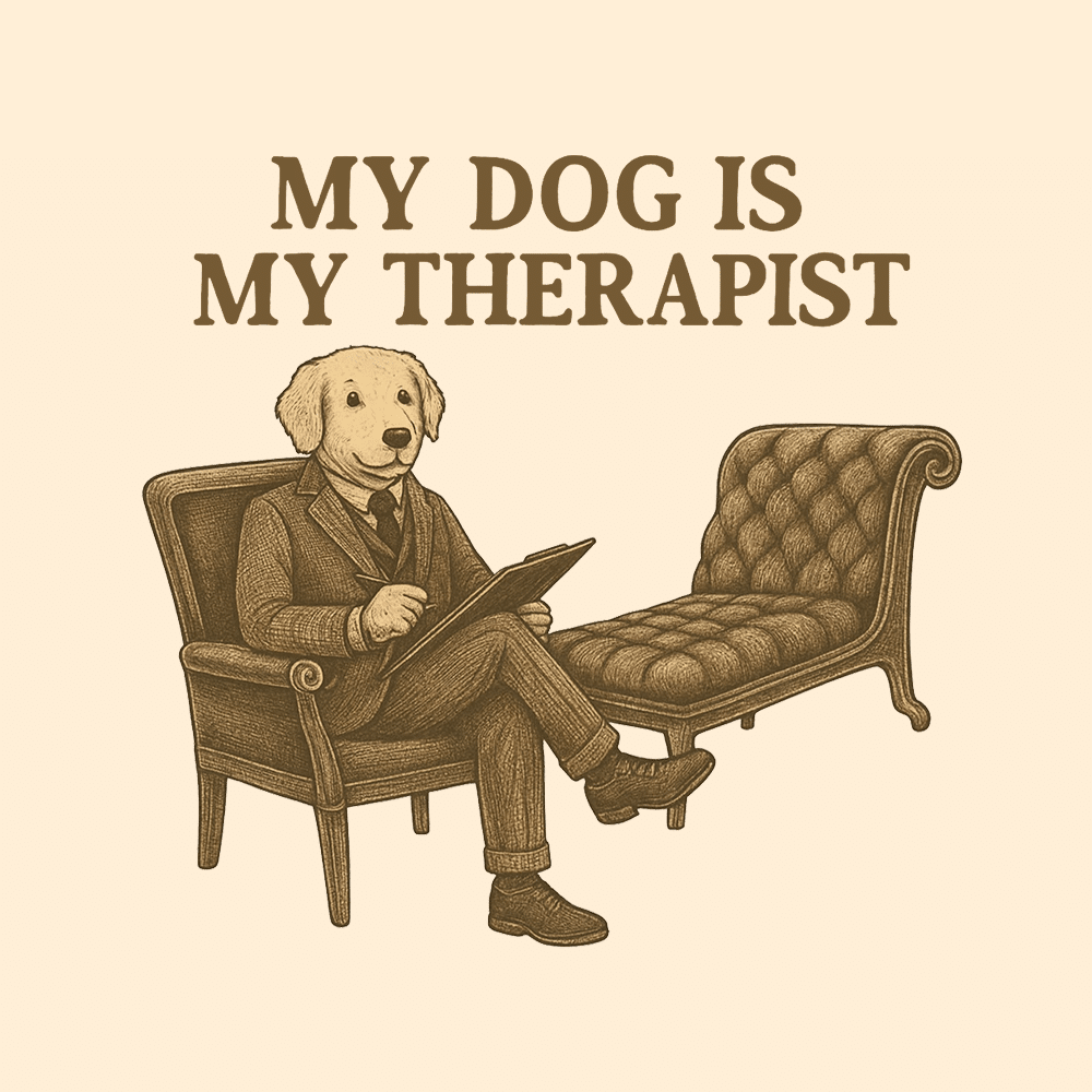 My Dog Is My Therapist Standard Tee Tan - Image 2