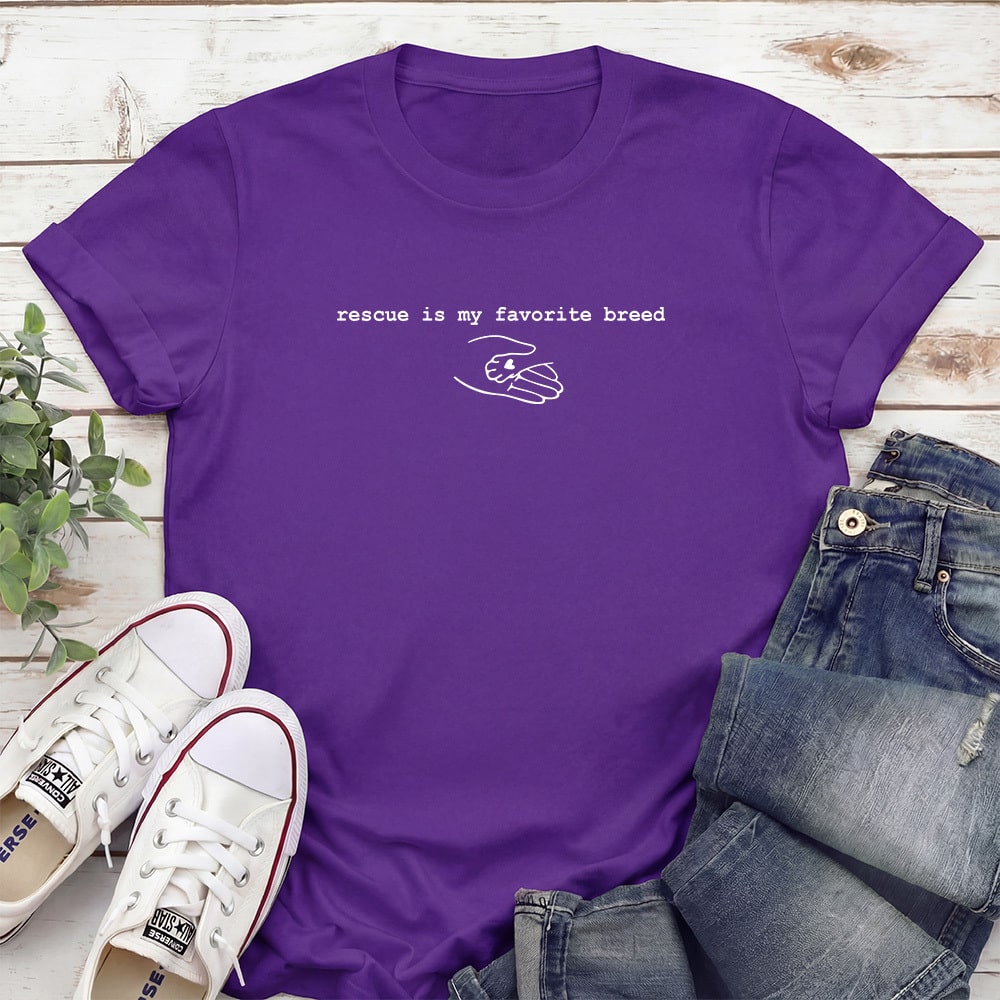 Rescue Is My Favorite Breed Standard Tee Purple