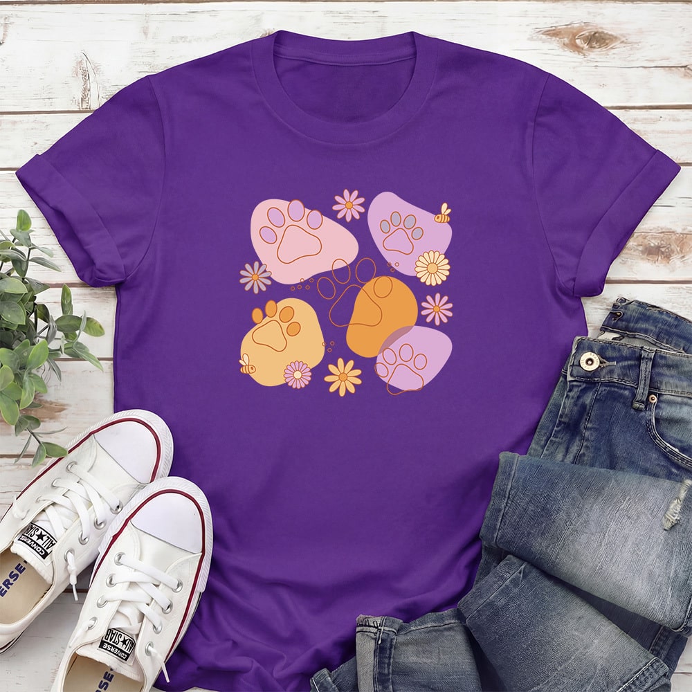 Flower Power Paws Standard Tee Purple