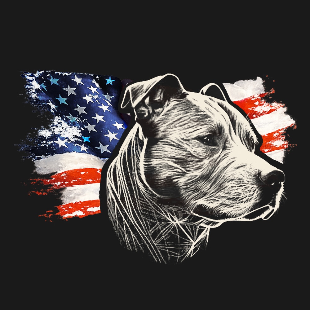 American Flag Pit Bull Standard Tee Black - Image 2