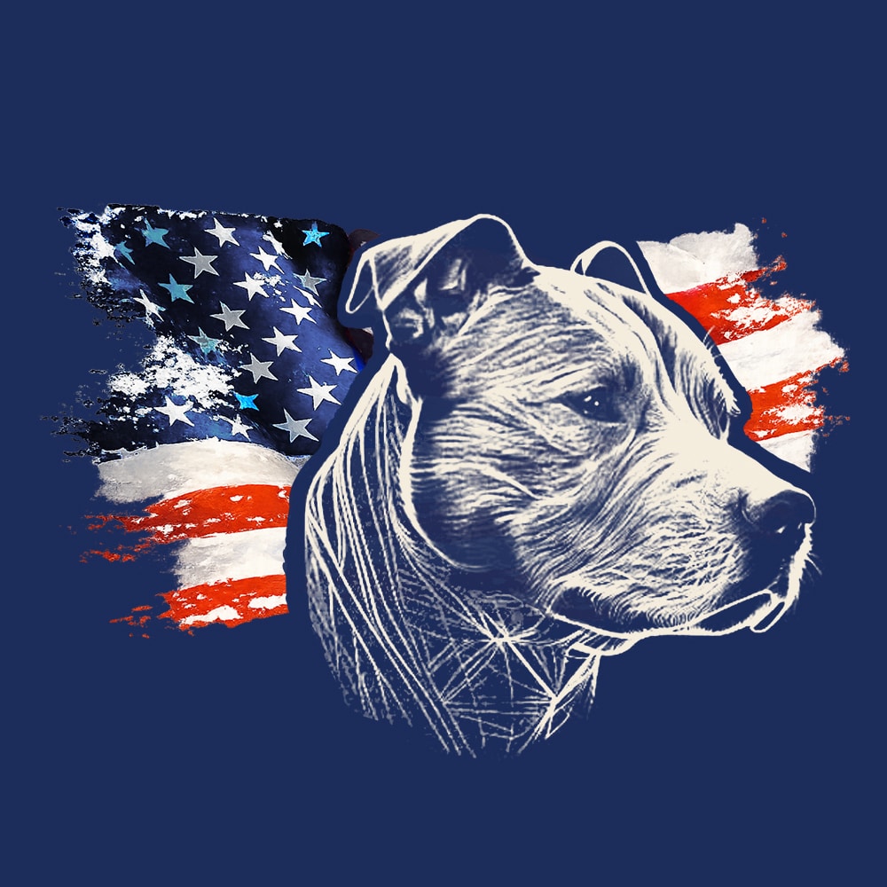 American Flag Pit Bull Standard Tee Navy - Image 2